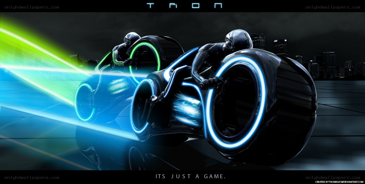 Tron light cycles in action