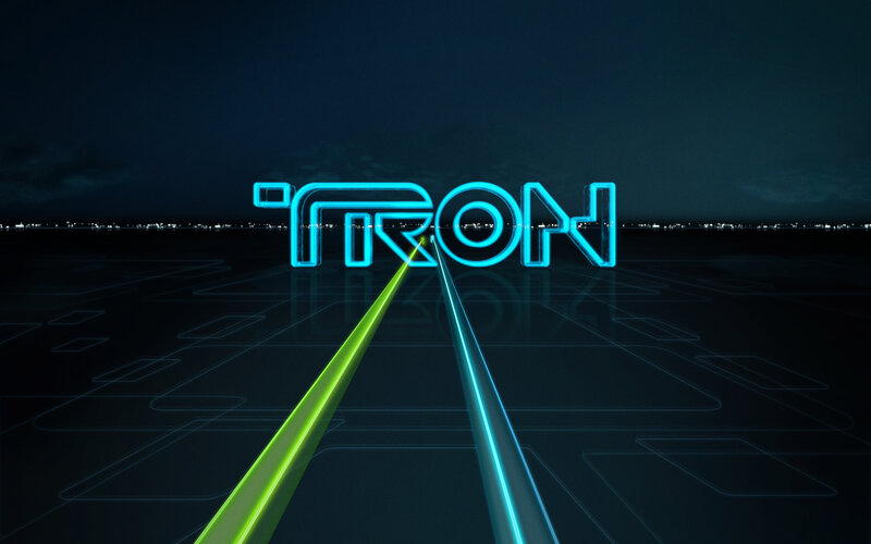 Tron logo on digital grid