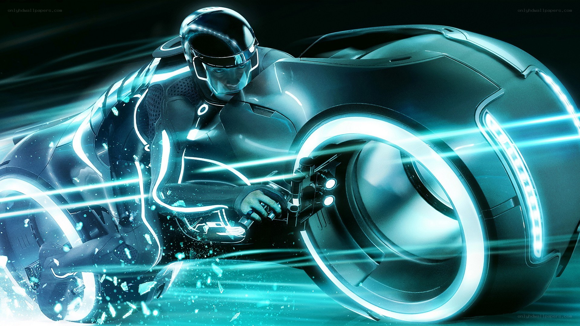 Tron rider on light cycle
