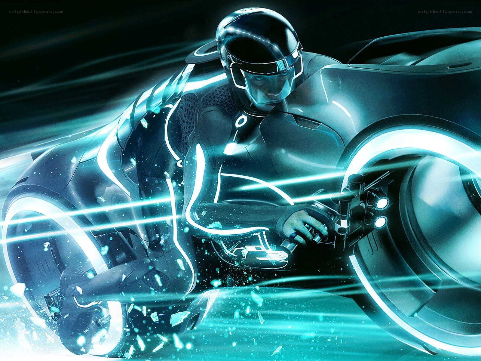 Tron rider on light cycle