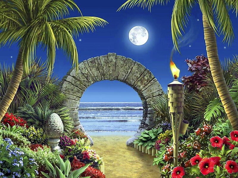 Tropical Archway at Night