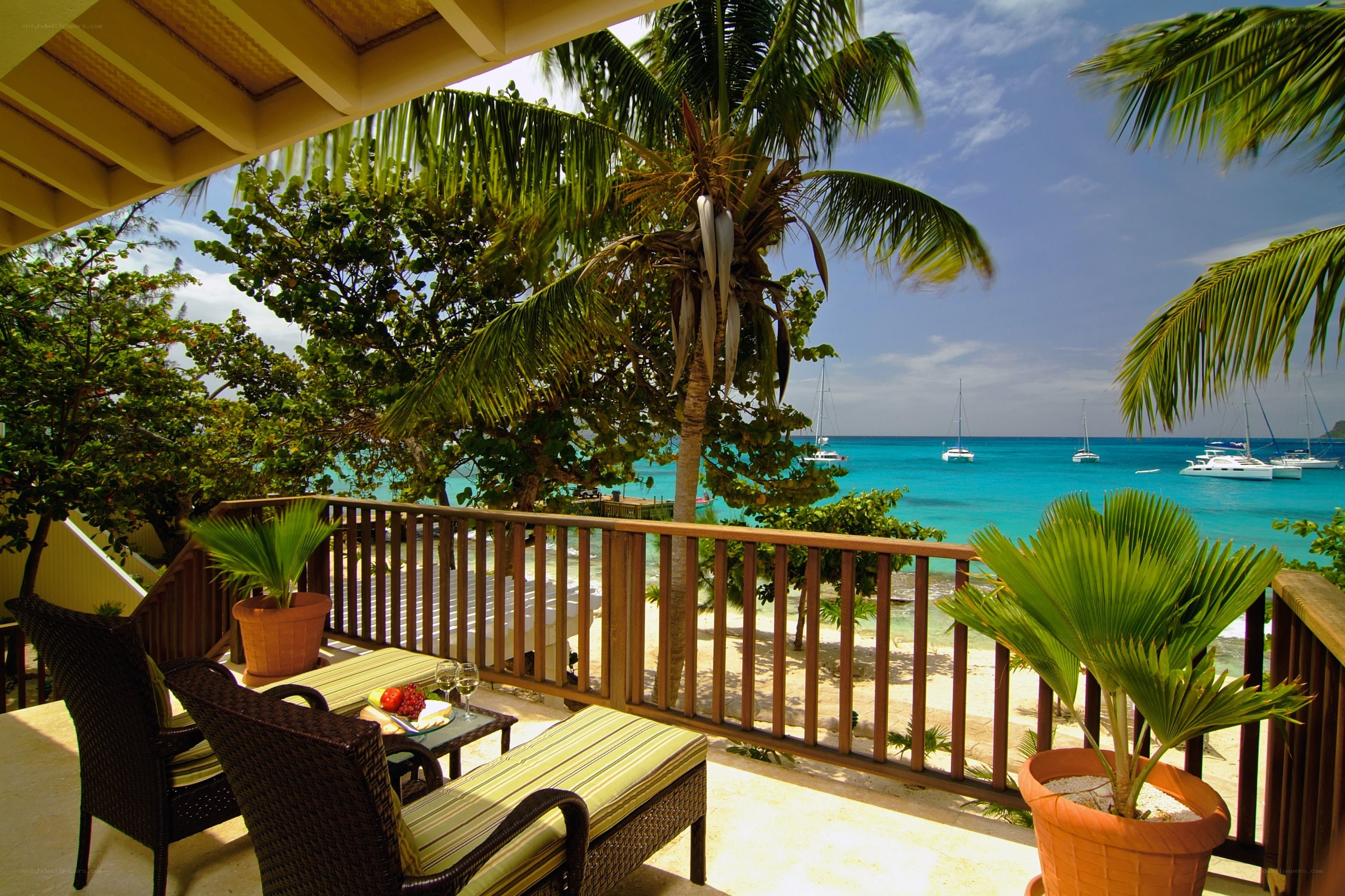 Tropical balcony with ocean view