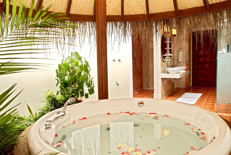 Tropical Bathtub with Flowers