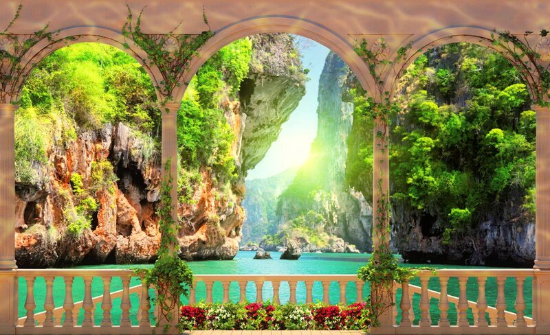 Tropical Bay Through Arches