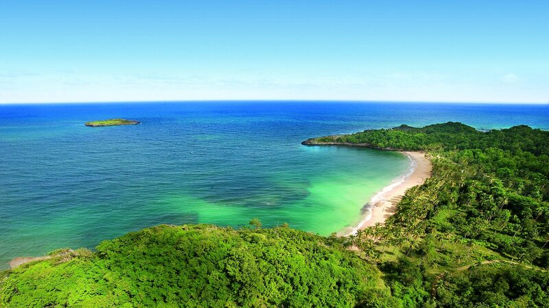 Tropical Bay with Beach — Blue, Serene, Afternoon