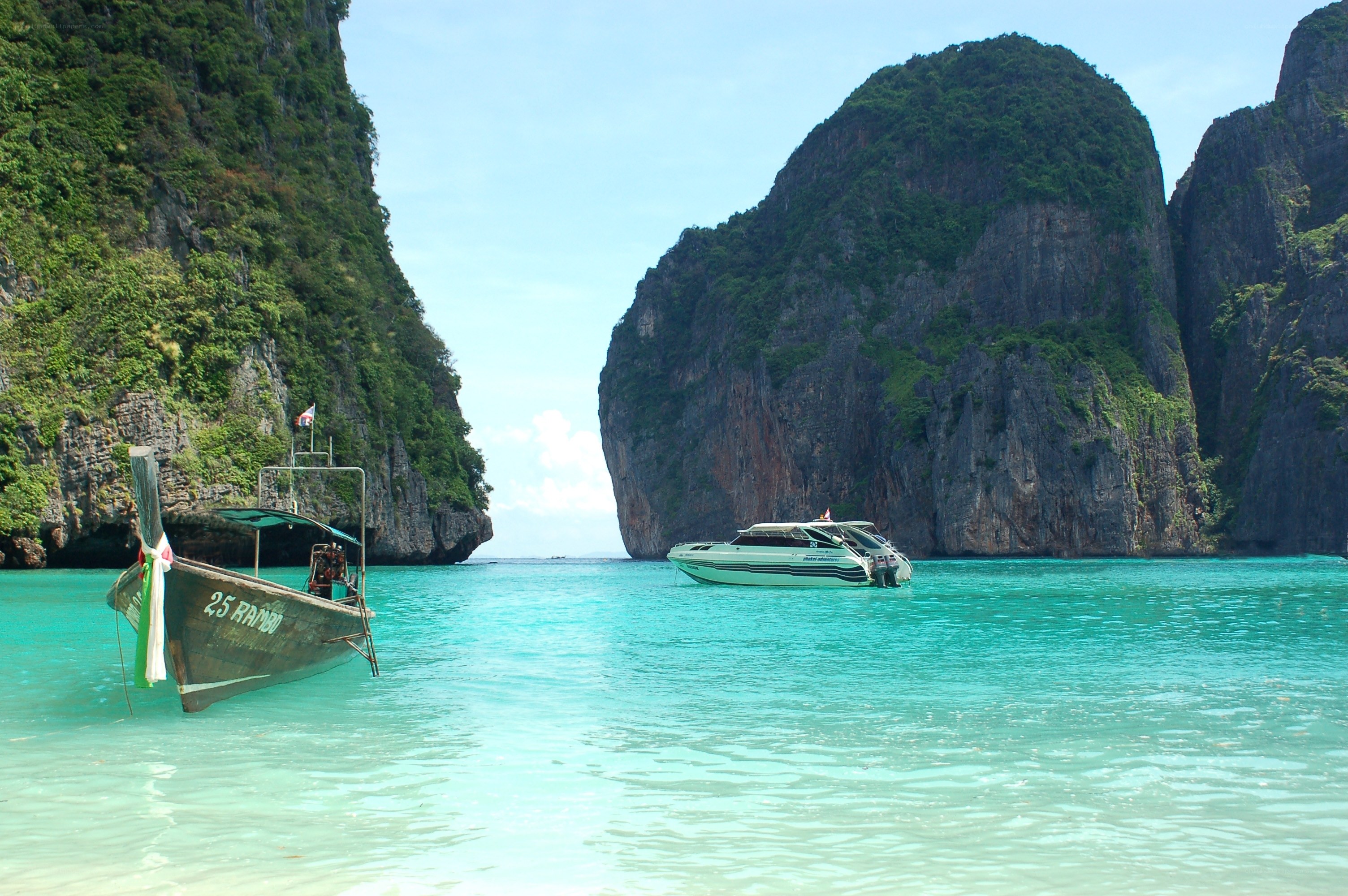 tropical bay with boats