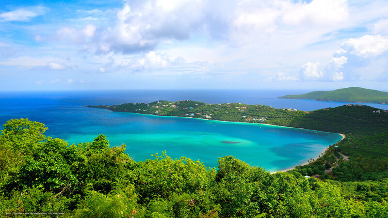 Tropical Bay with Green Hills — Blue, Serene, Afternoon, Photograph