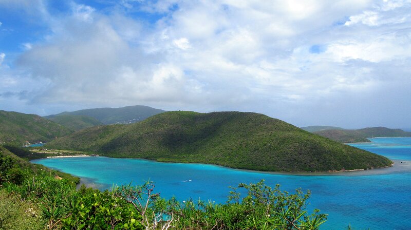 Tropical Bay with Hills — Blue