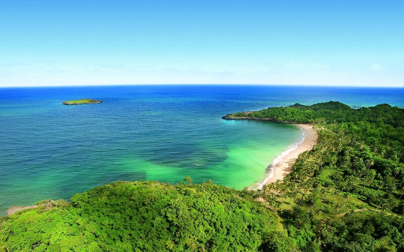 Tropical Bay with Island — Blue