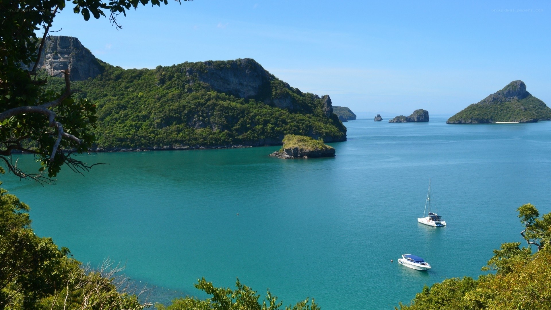 tropical bay with islands