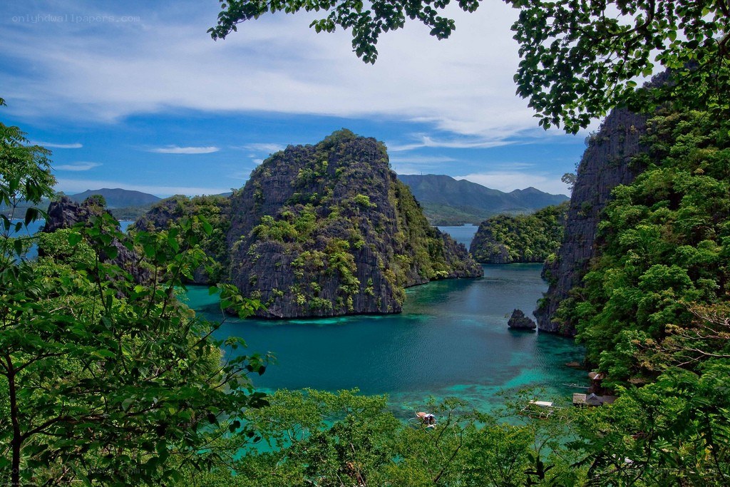 tropical bay with limestone cliffs