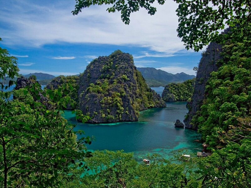 tropical bay with limestone cliffs