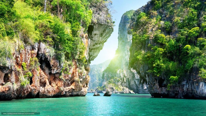 tropical bay with limestone cliffs