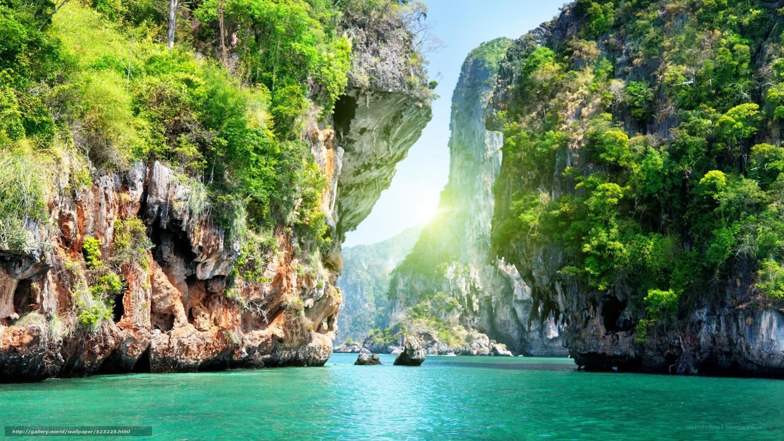 tropical bay with limestone cliffs