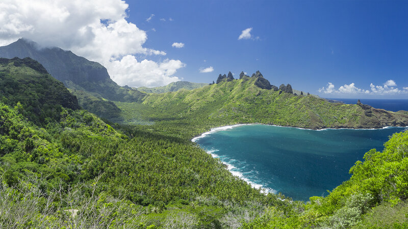 Tropical Bay with Mountains — Green