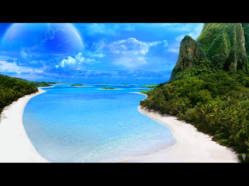 Tropical Bay with Planet