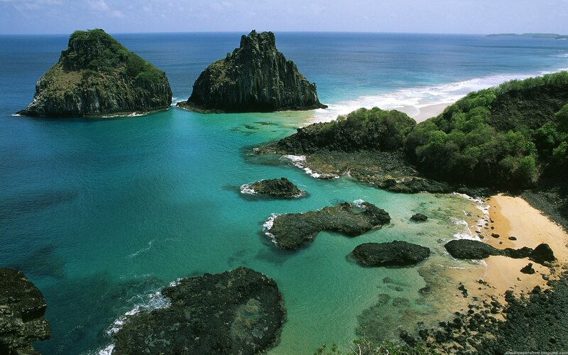 Tropical Bay with Rock Formations