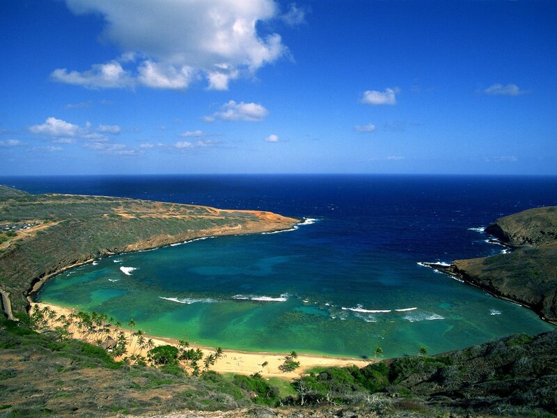 tropical bay with sandy beach
