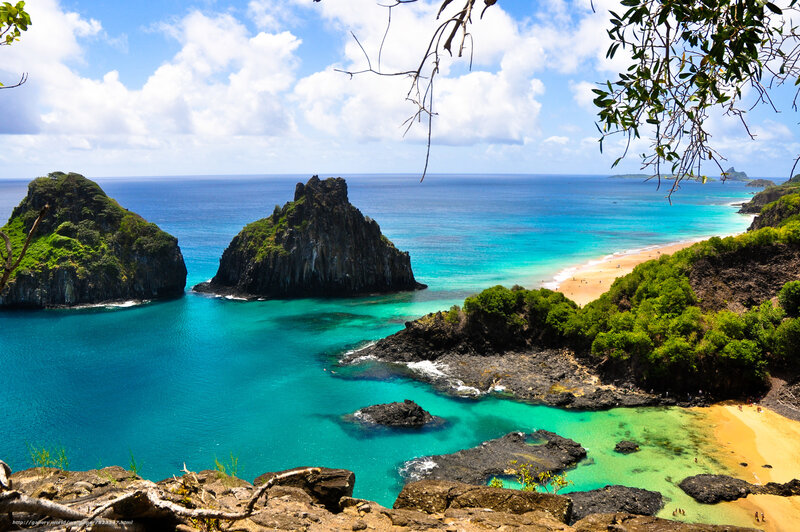 tropical bay with sea stacks