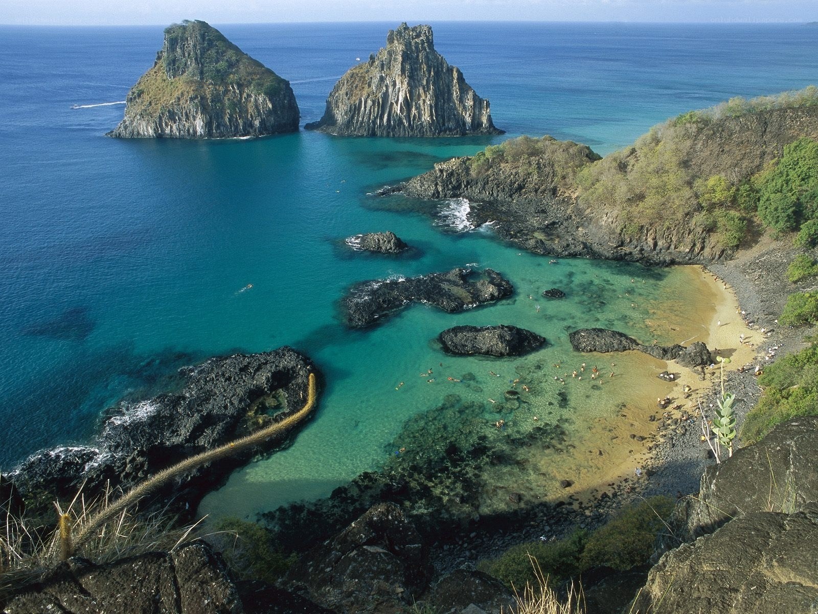 tropical bay with sea stacks