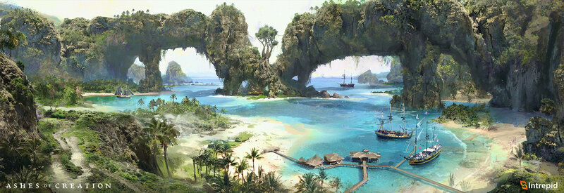 Tropical Bay with Ships