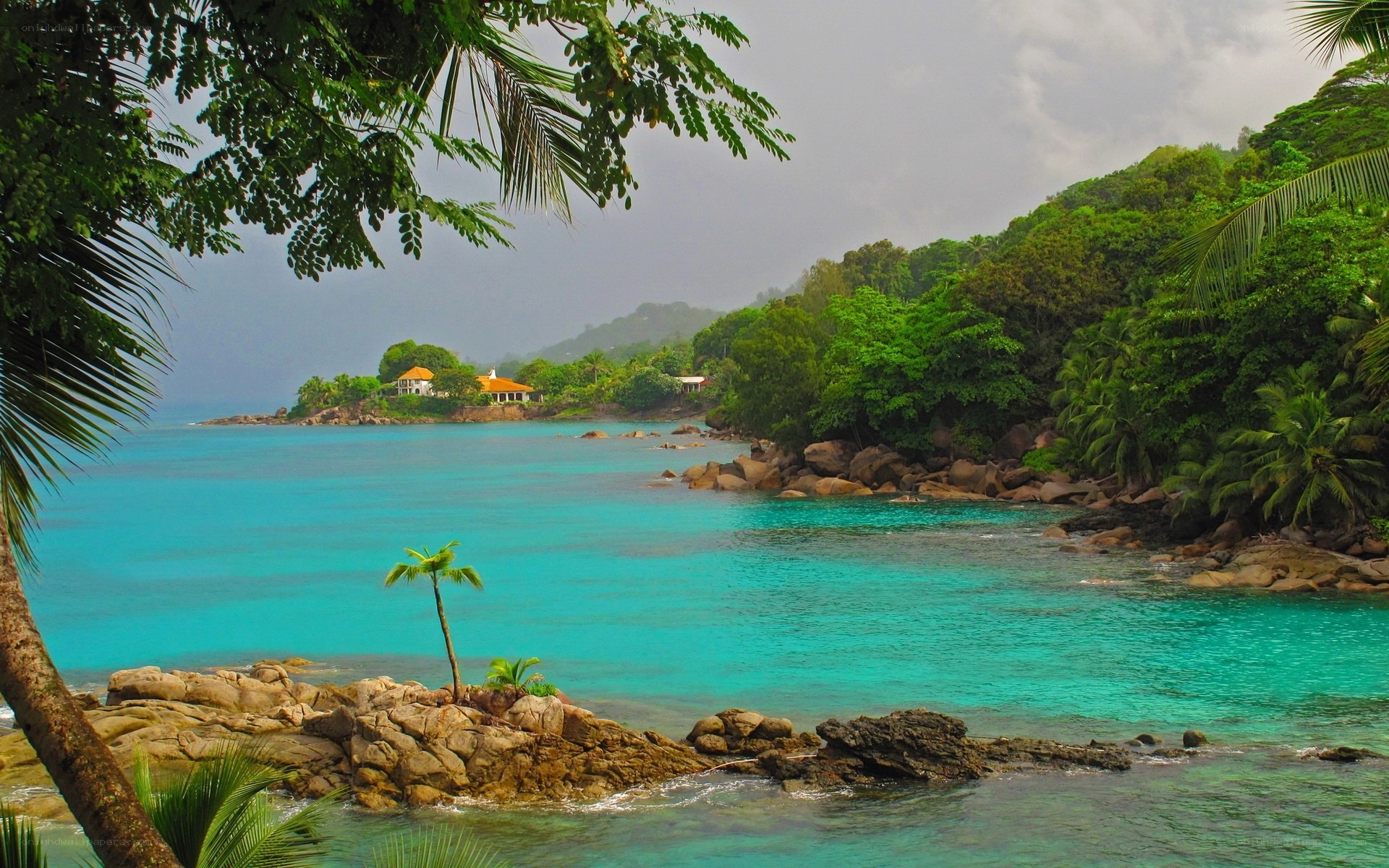 tropical bay with turquoise water