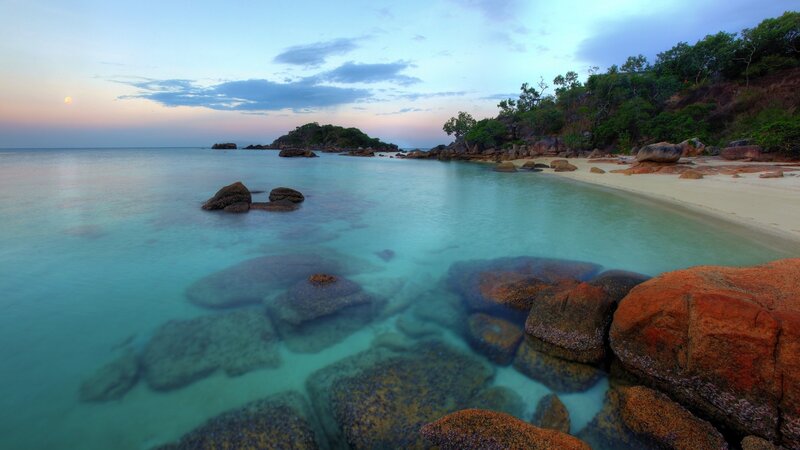Tropical Beach at Dusk — Blue