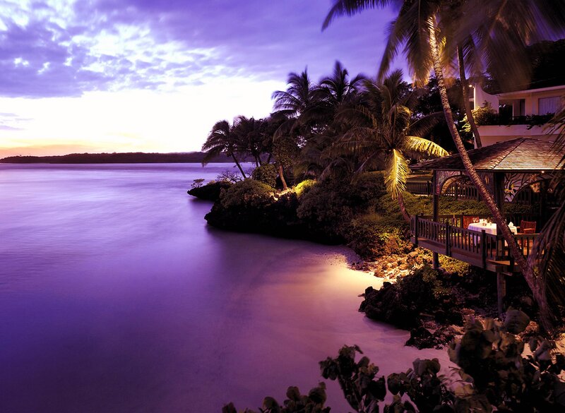 Tropical Beach at Dusk — Purple