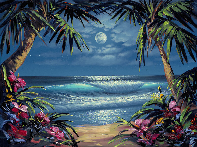 Tropical beach at moonlight