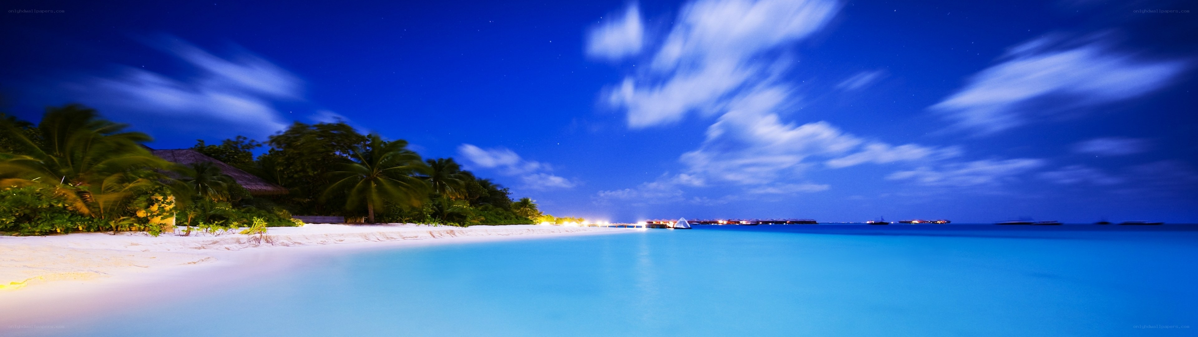 tropical beach at night