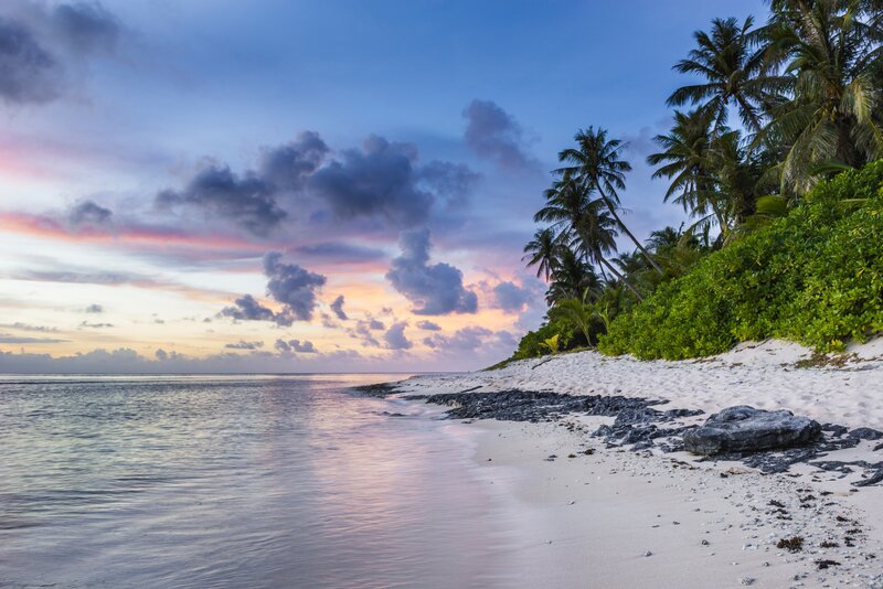 tropical beach at sunset