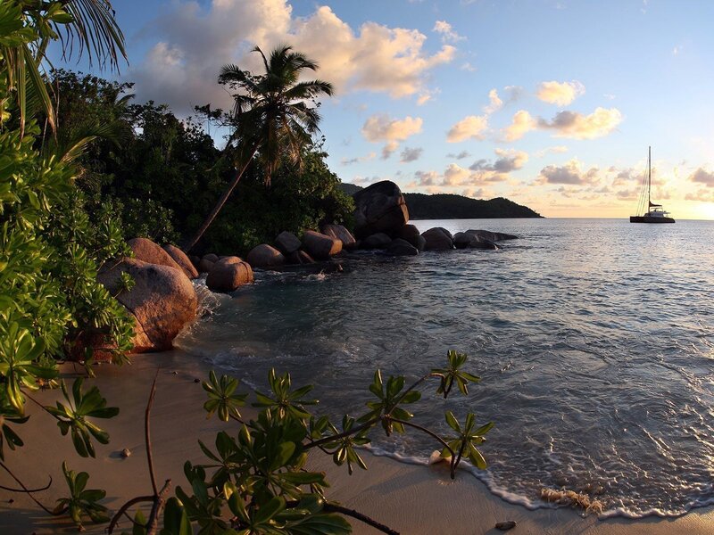 tropical beach at sunset