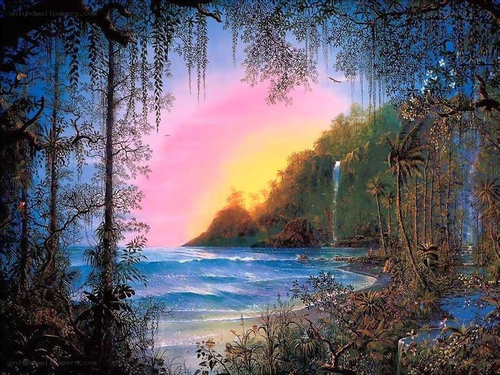 tropical beach at sunset