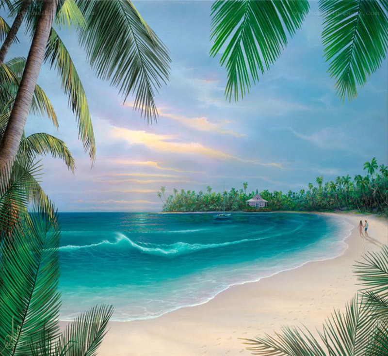 Tropical beach at sunset