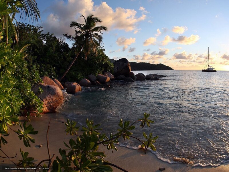 Tropical beach at sunset