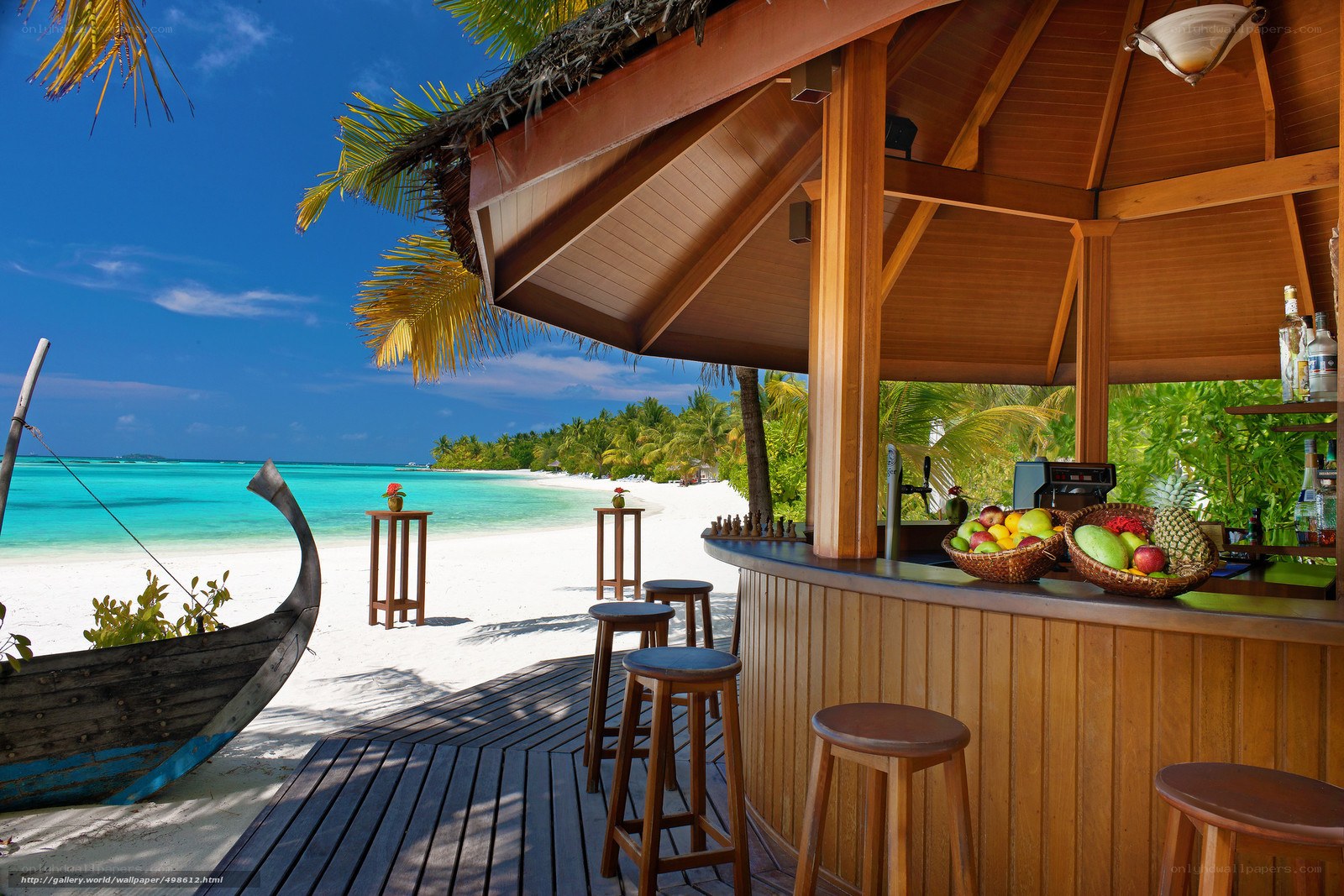 Tropical beach bar with ocean view