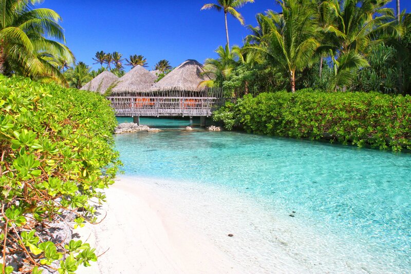 Tropical Beach Bungalows — Blue, Serene