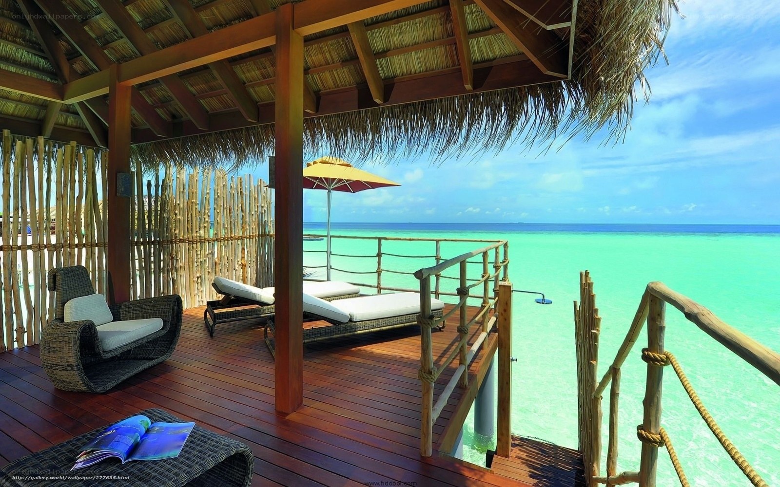 Tropical beach cabana view