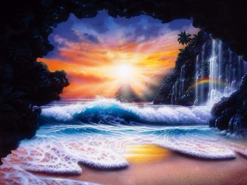 Tropical Beach Cave — Blue