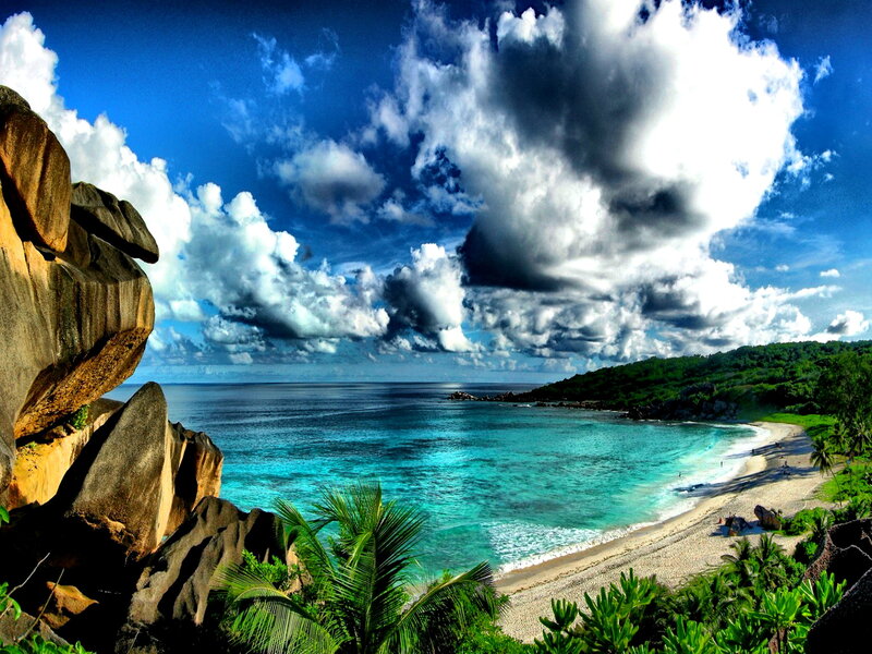 Tropical Beach Cove — Blue, Dramatic, Afternoon, Photograph