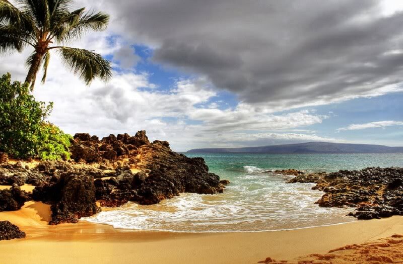 Tropical Beach Cove — Blue, Dramatic, Afternoon