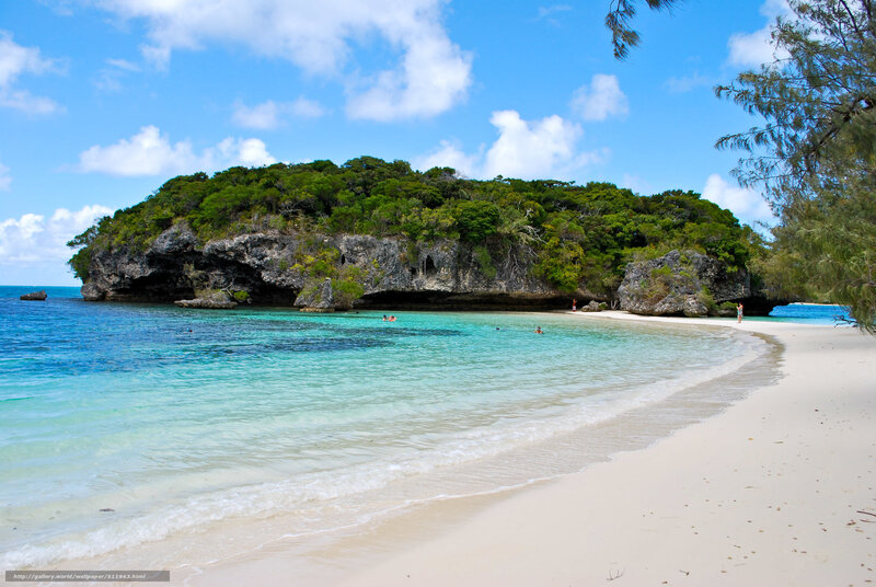 Tropical Beach Cove — Blue, Serene, Afternoon, Photograph, Island, Trees