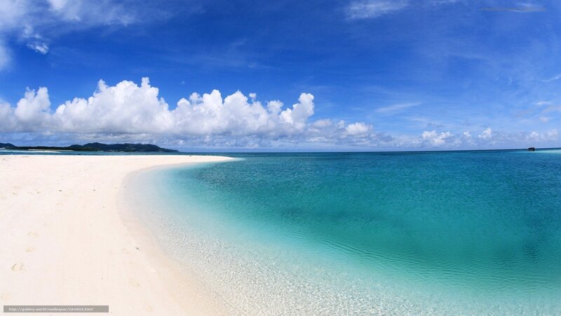 Tropical Beach Cove — Blue, Serene, Afternoon, Photograph, Sand, Ocean, Clouds
