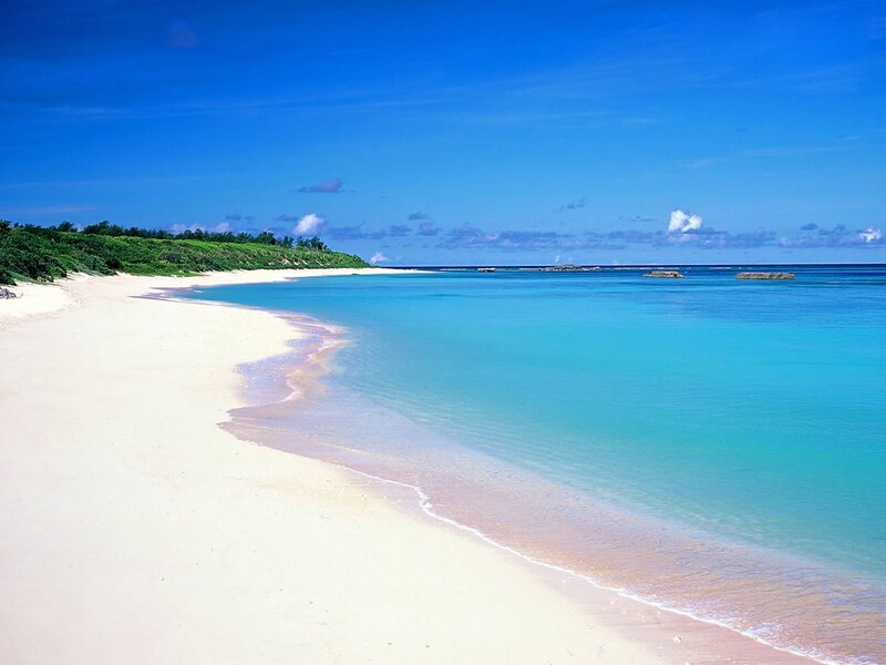 Tropical Beach Cove — Blue, Serene, Afternoon, Photograph, Sand, Ocean, Sky