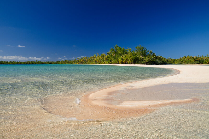 Tropical Beach Cove — Blue, Serene, Afternoon, Photograph, Sand, Palm Trees