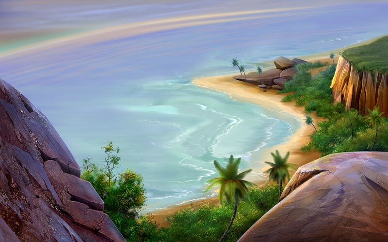 Tropical Beach Cove — Digital Art