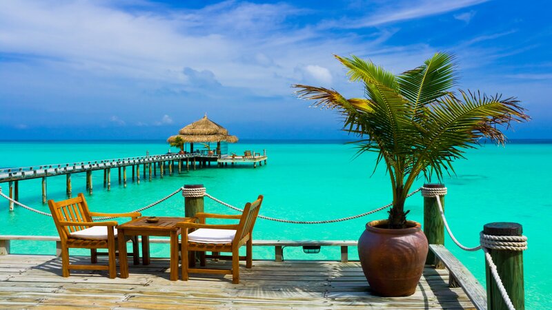 Tropical Beach Deck — Blue, Serene, Afternoon