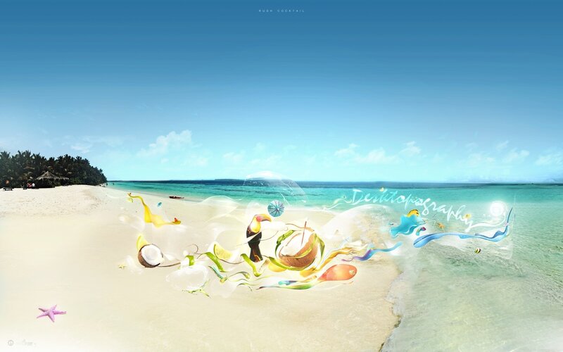 tropical beach fantasy scene