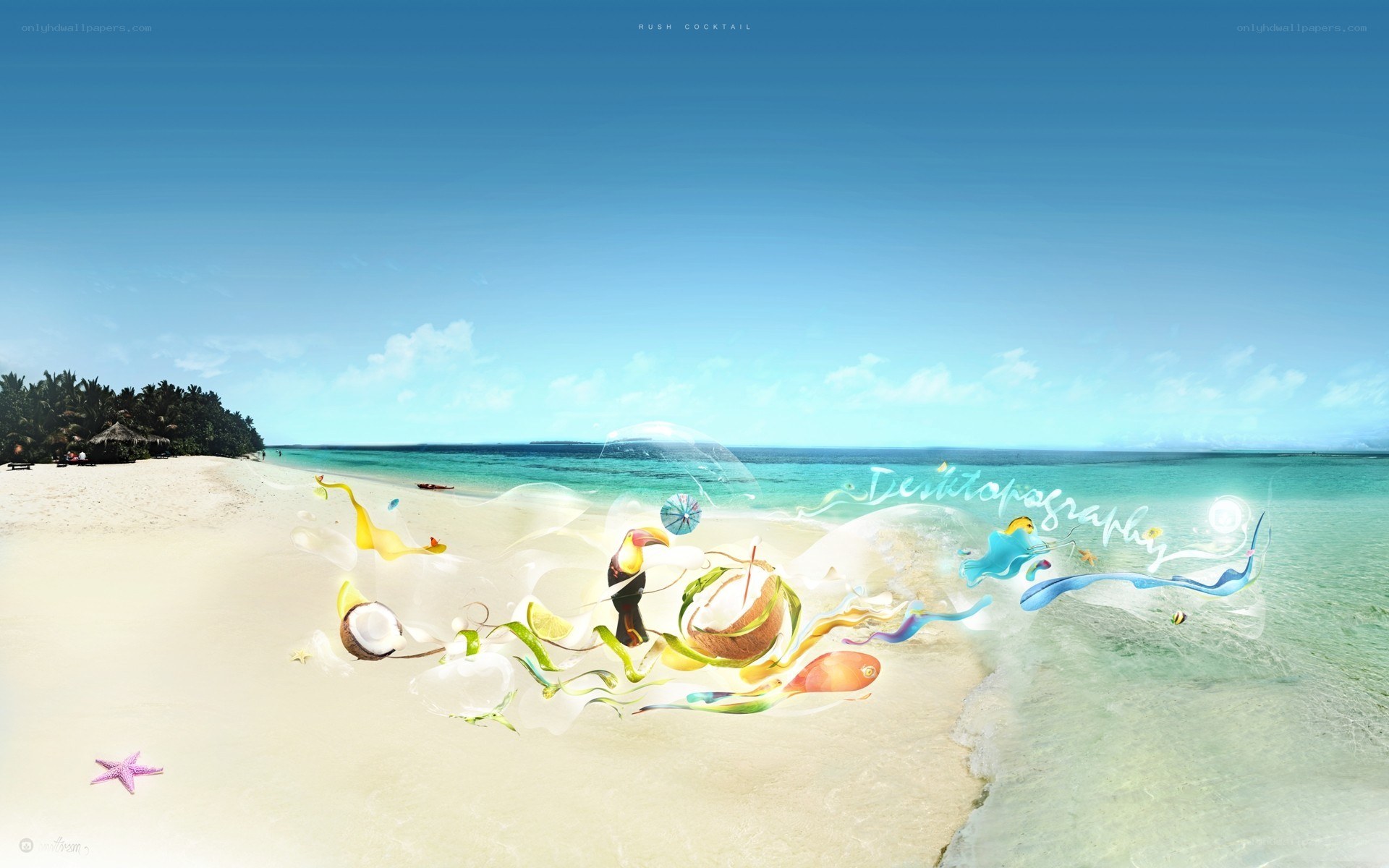 tropical beach fantasy scene