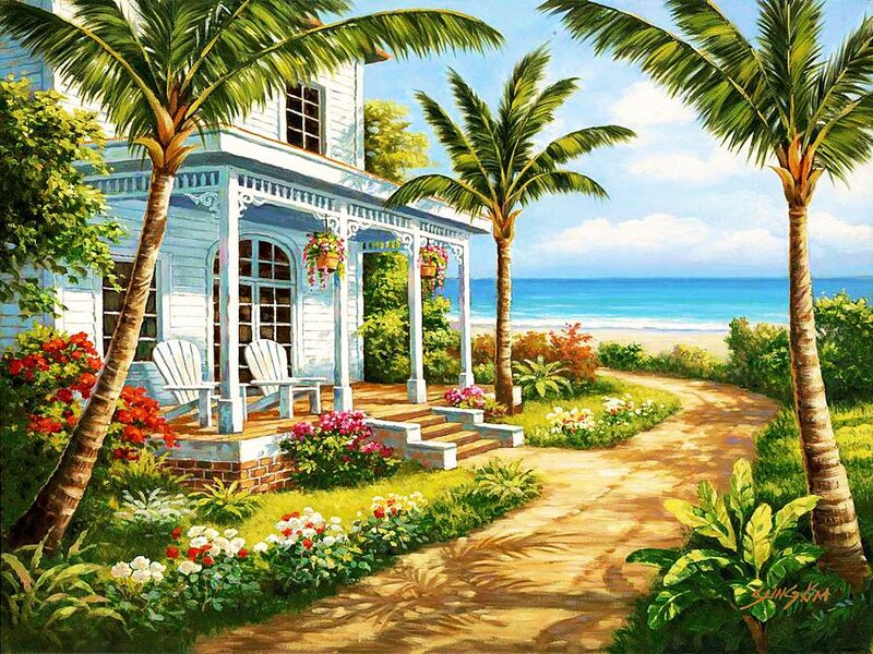 Tropical Beach House — Blue, Serene, Afternoon
